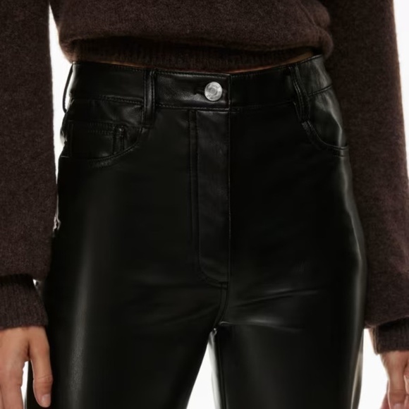 Aritzia Wilfred Melina Pant High-Waisted Vegan Leather Pants in Black - Sz 2 - Picture 3 of 16